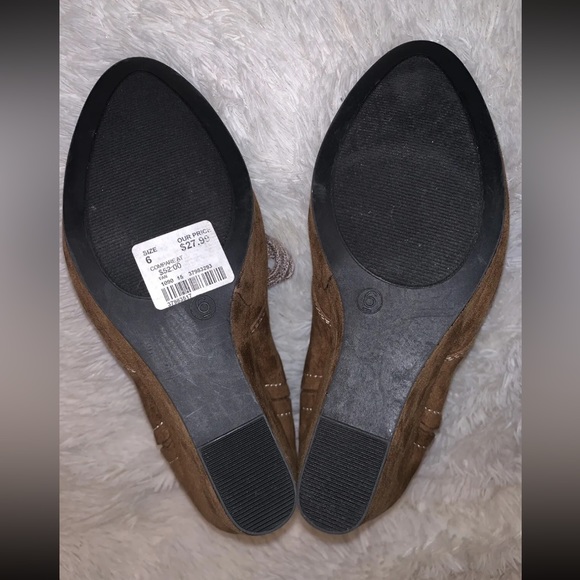 CATO Women’s Bootie Faux Suede Camel Color Ankle Boot Lace-Up Wedge Sz 6 NWOB - Picture 10 of 10